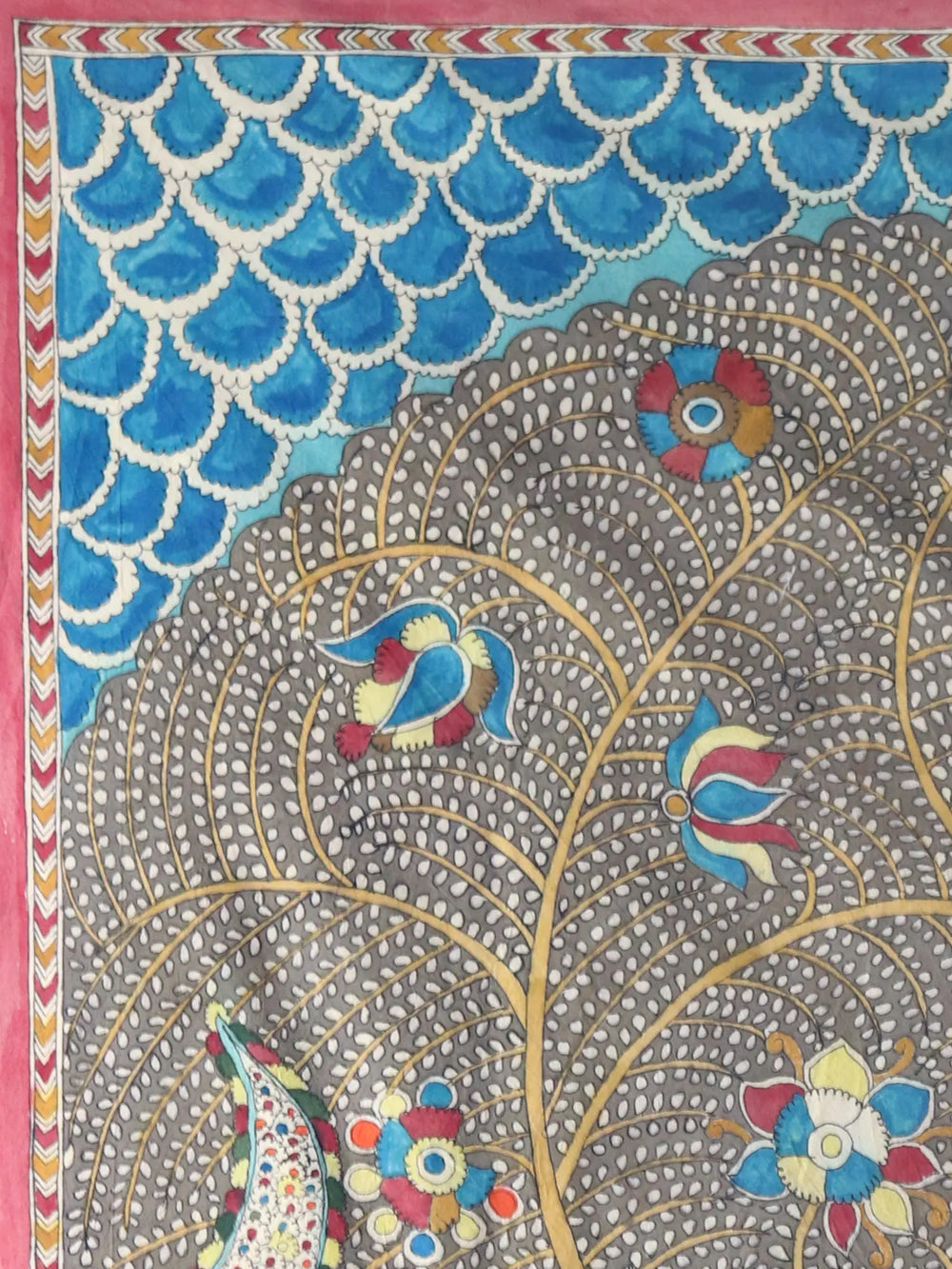 Floral Tree Of Peacock - Mata Ni Pachedi | Madarpat Cotton | By Dilip Chitara
