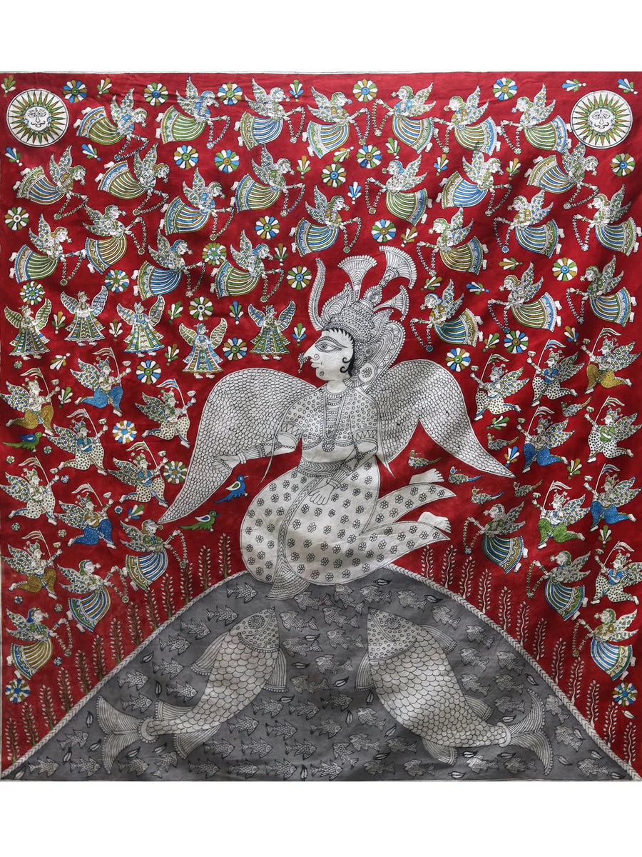 Worship of Mother Goddess - Mata Ni Pachedi Painting on Madarpat Cotton
