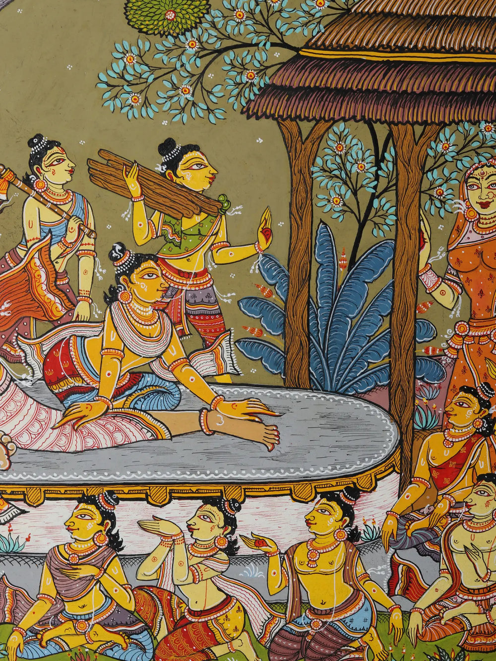 The Sage Valmiki Trains Luv - Kush in The Art of Archery - An Episode from The Ramayana | Pattachitra Painting From Odisha
