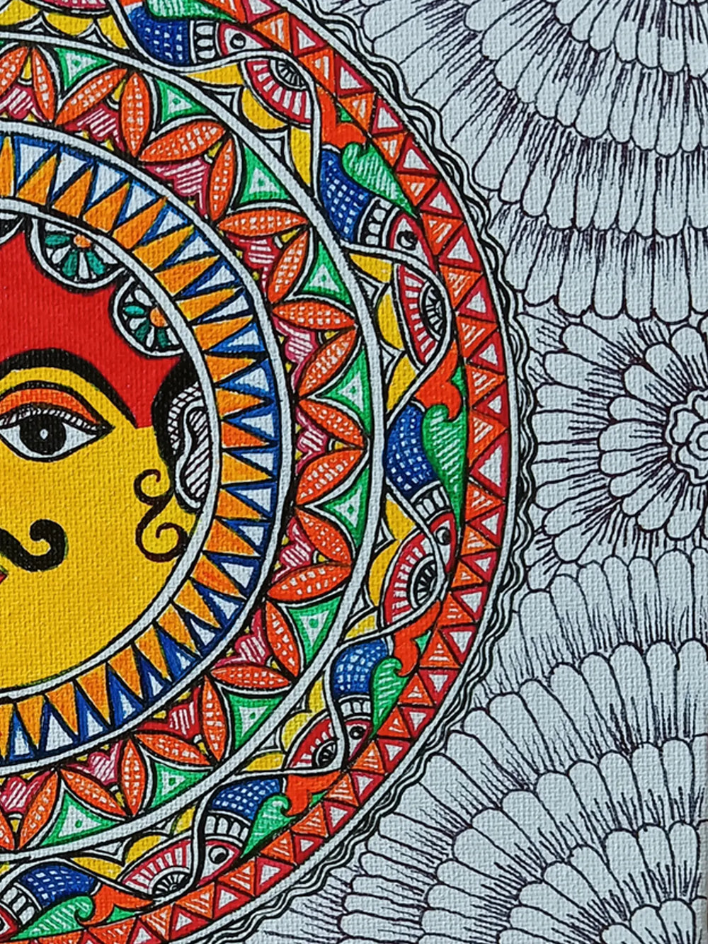 The Sun - Mithila Art | Acrylic on Canvas | By Rina Patwa