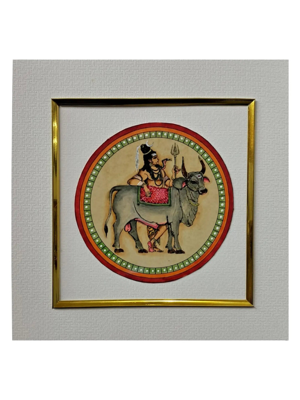 Ganjifa-style Painting of Lord Mahadev | Natural Colors on Paper | By Babita