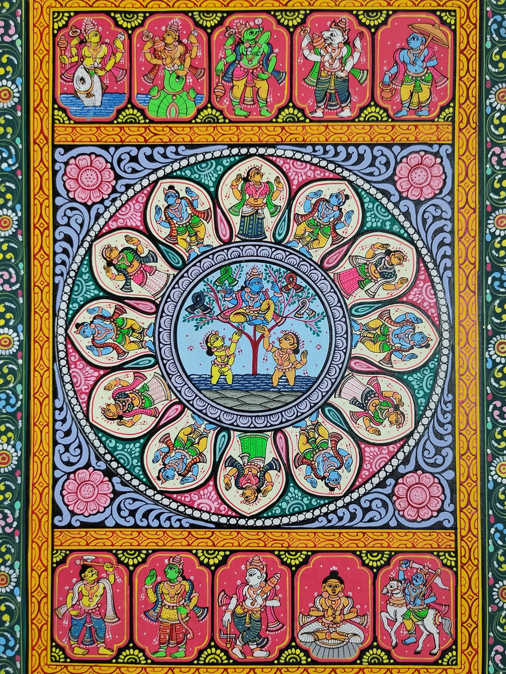 Theft Of Clothes - Krishna Leela | Watercolor On Handmade Sheet | By Jayadev Moharana