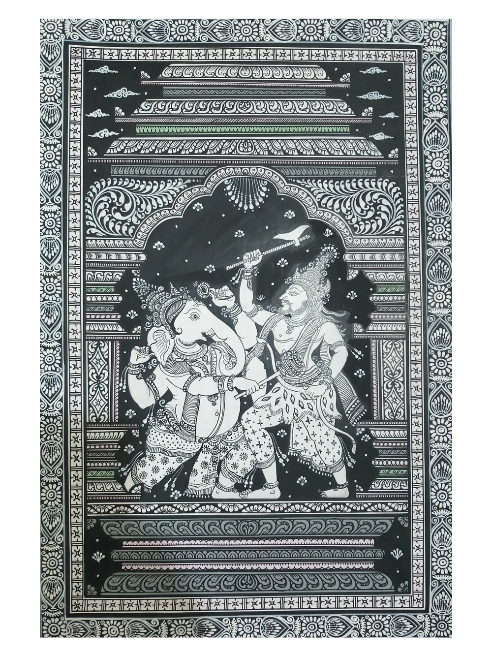 War Of Lord Ganesha And Lord Parshuram | Watercolor On Handmade Sheet | By Jayadev Moharana