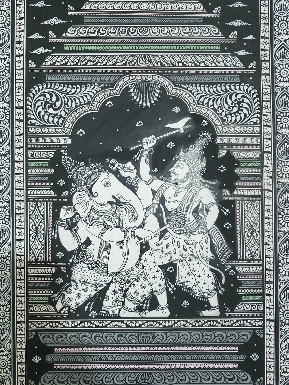 War Of Lord Ganesha And Lord Parshuram | Watercolor On Handmade Sheet | By Jayadev Moharana