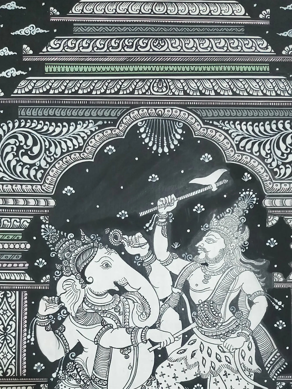War Of Lord Ganesha And Lord Parshuram | Watercolor On Handmade Sheet | By Jayadev Moharana