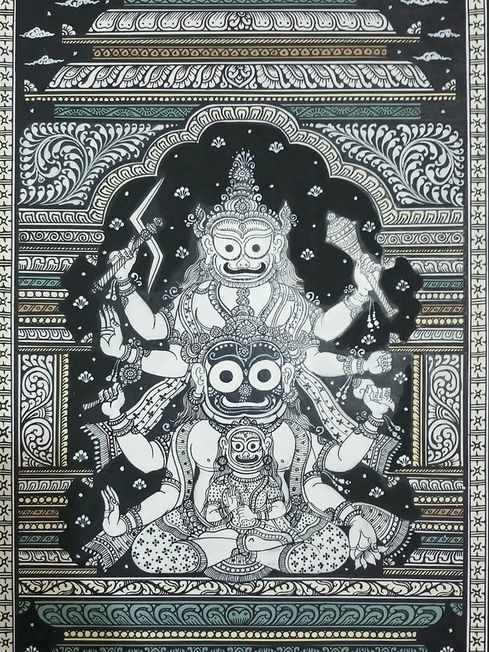 Lord Jagannath With Jagya And Narayana | Watercolor On Handmade Sheet | By Jayadev Moharana
