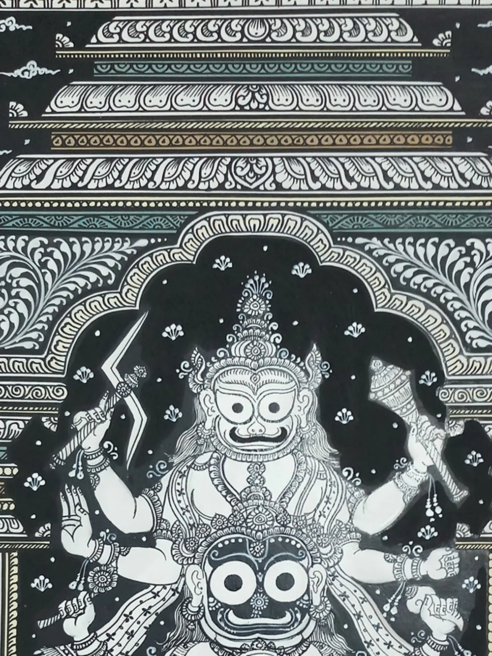 Lord Jagannath With Jagya And Narayana | Watercolor On Handmade Sheet | By Jayadev Moharana