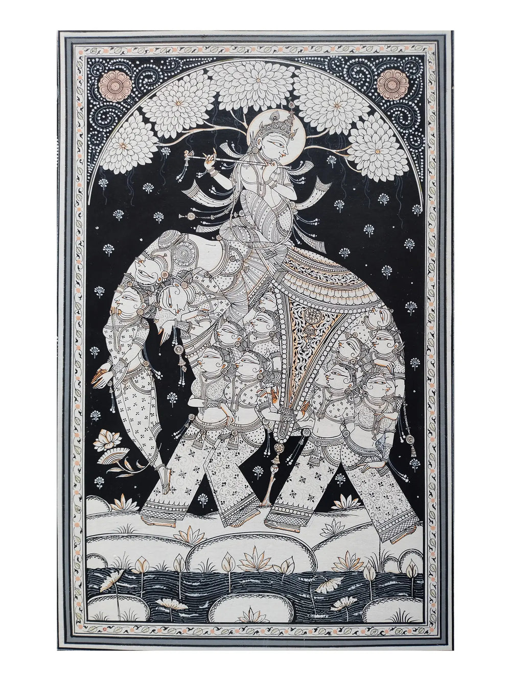 Lord Krishna On Nari Kunjara | Natural Color On Handmade Sheet | By Rakesh Kumar