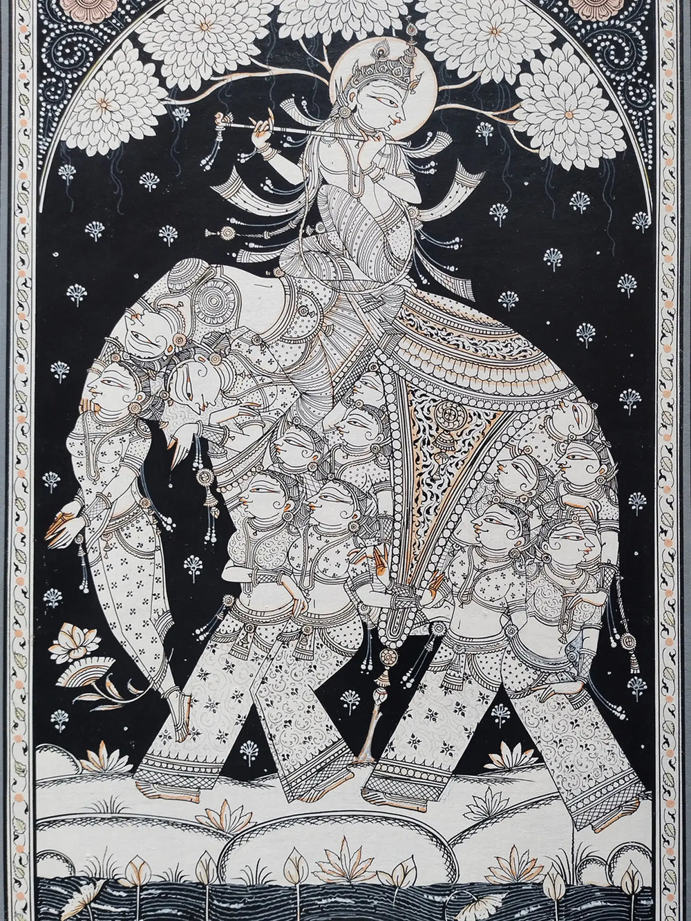 Lord Krishna On Nari Kunjara | Natural Color On Handmade Sheet | By Rakesh Kumar
