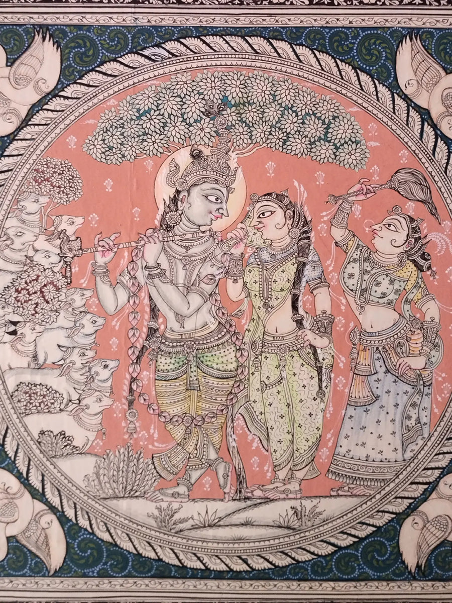 Sweet Tune of Flute Painting on Cloth