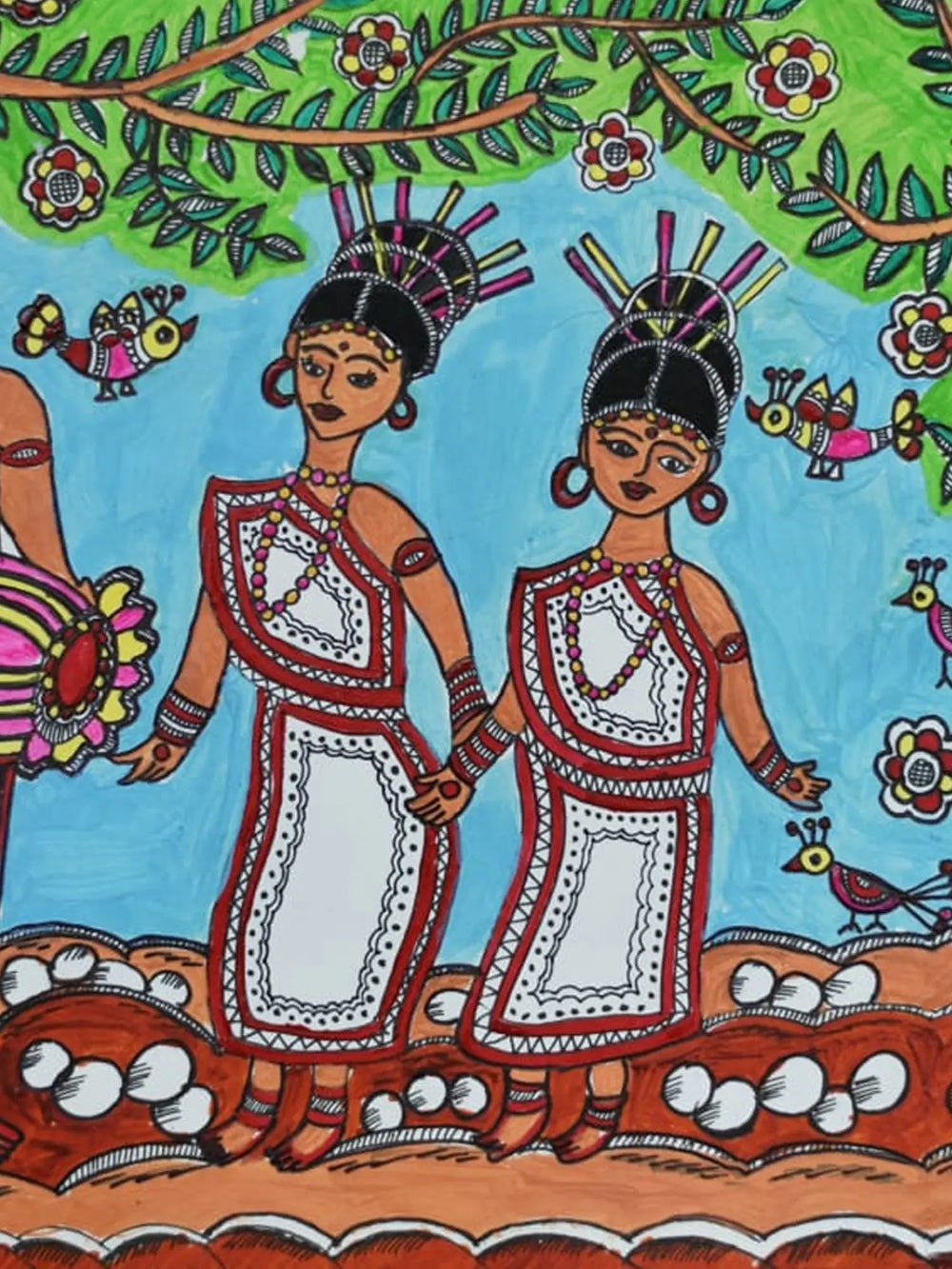 Sarhul Festival - Madhubani Art | Color and Pen on Watercolor Paper | By Pooja Jha