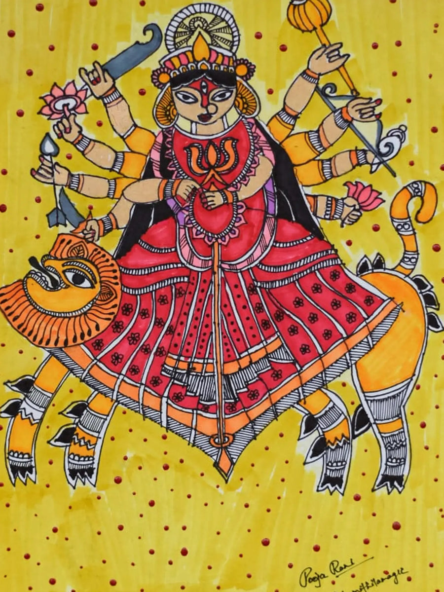 Maa Durga Painting on Paper