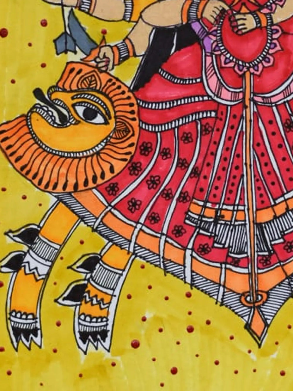 Maa Durga Painting | Pen on Watercolor Paper | By Pooja Jha