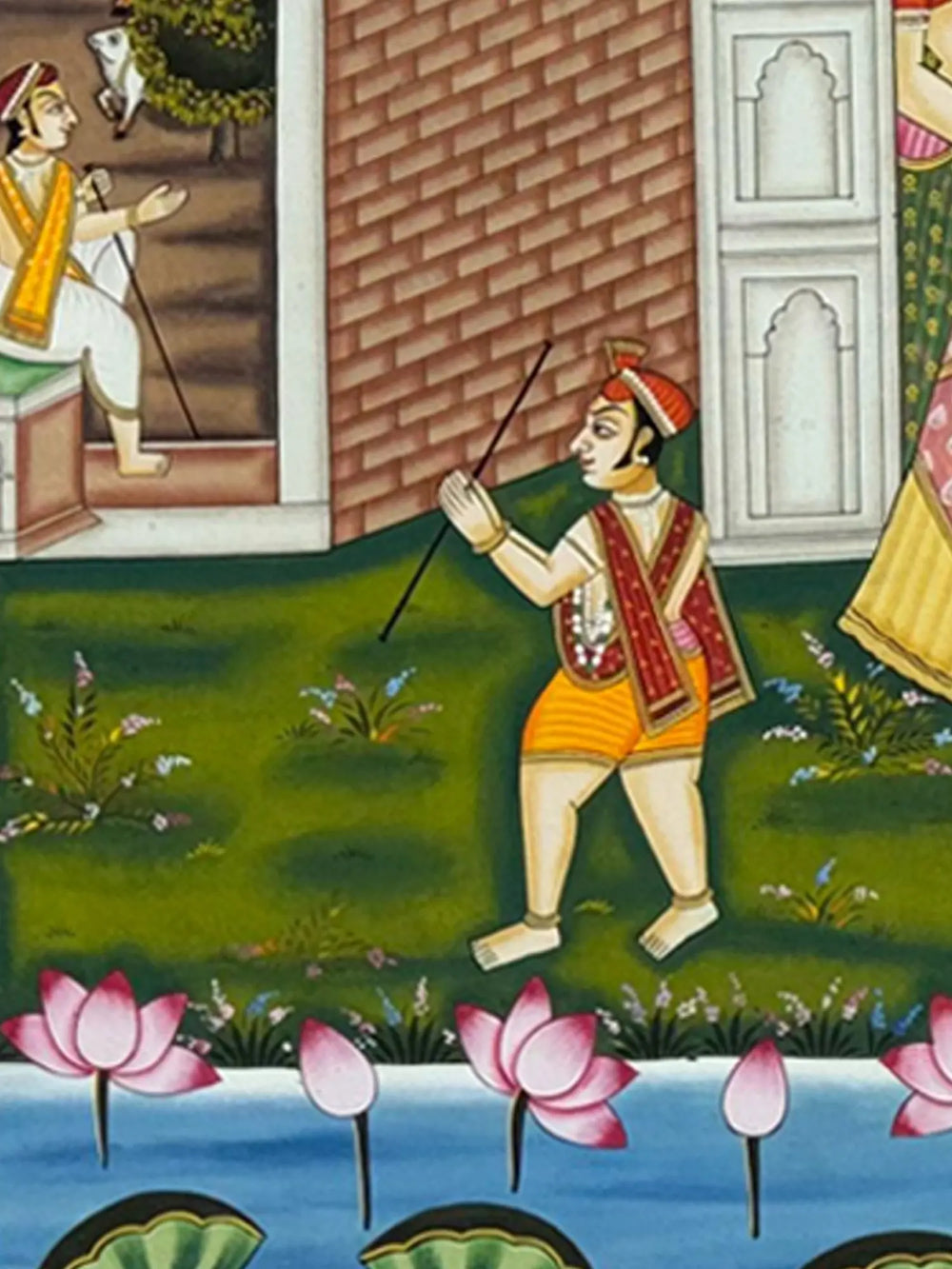 Darshan Of Shrinathji In The Palace | Natural Color On Cloth | By Dheeraj Munot