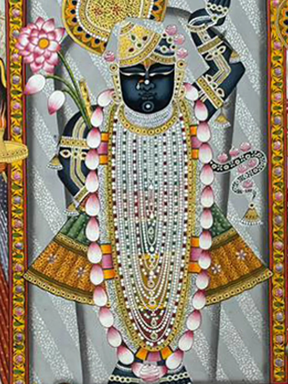 Evening Aarti Of Shrinathji | Natural Color On Cloth | By Dheeraj Munot
