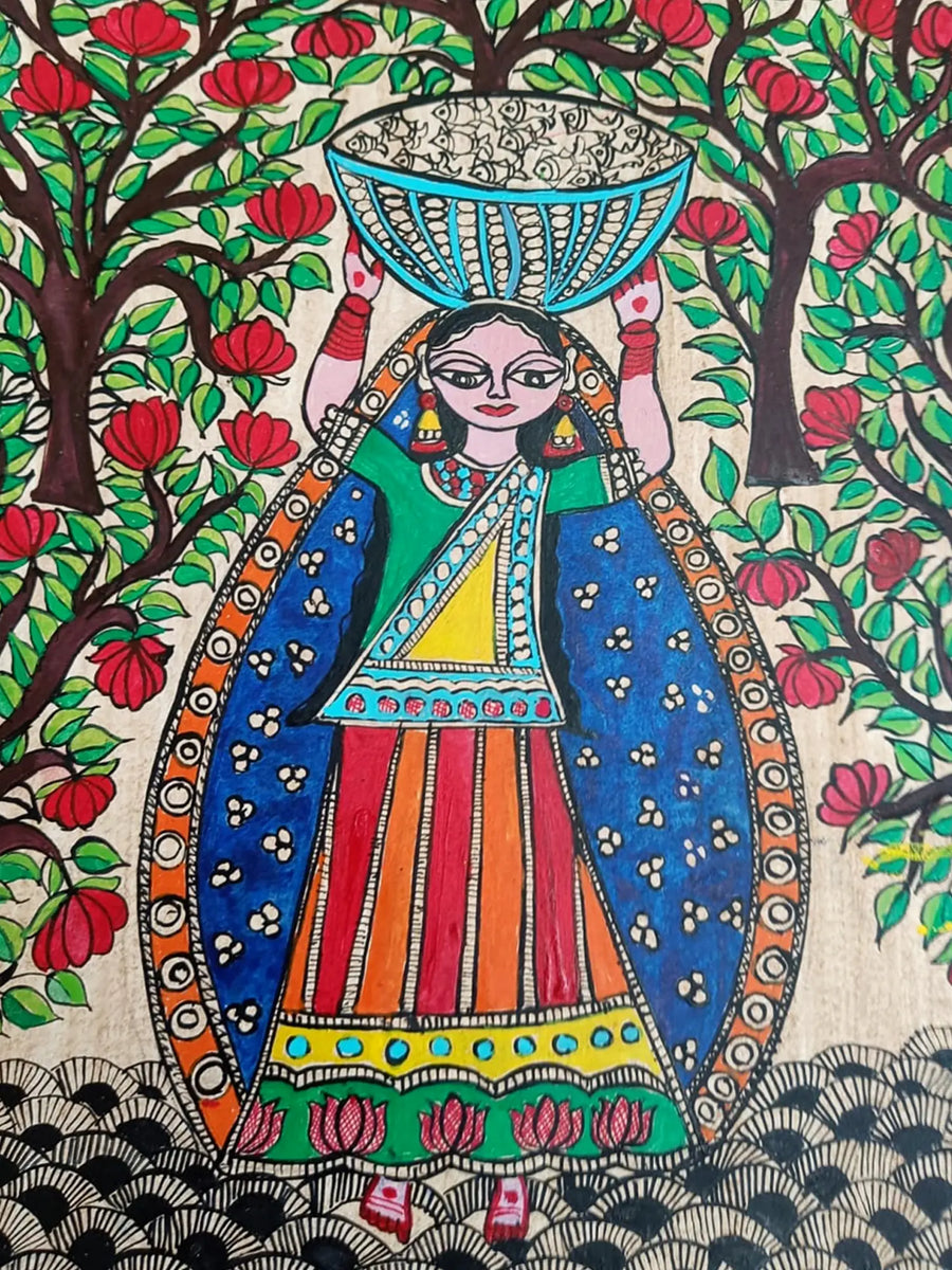 Pretty Woman Selling Fishes Painting
