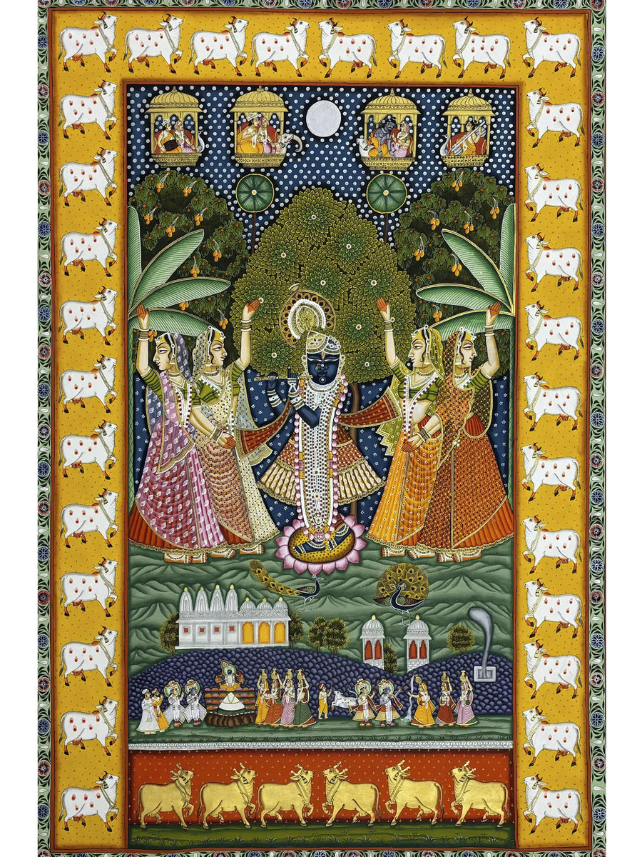 Lord Shrinathji Playing Flute Pichwai Painting