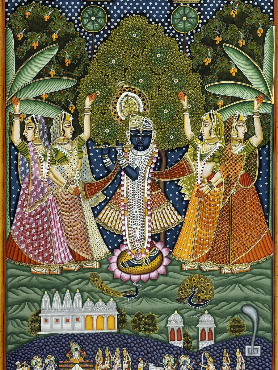 Lord Shrinathji Playing Flute Pichwai Painting