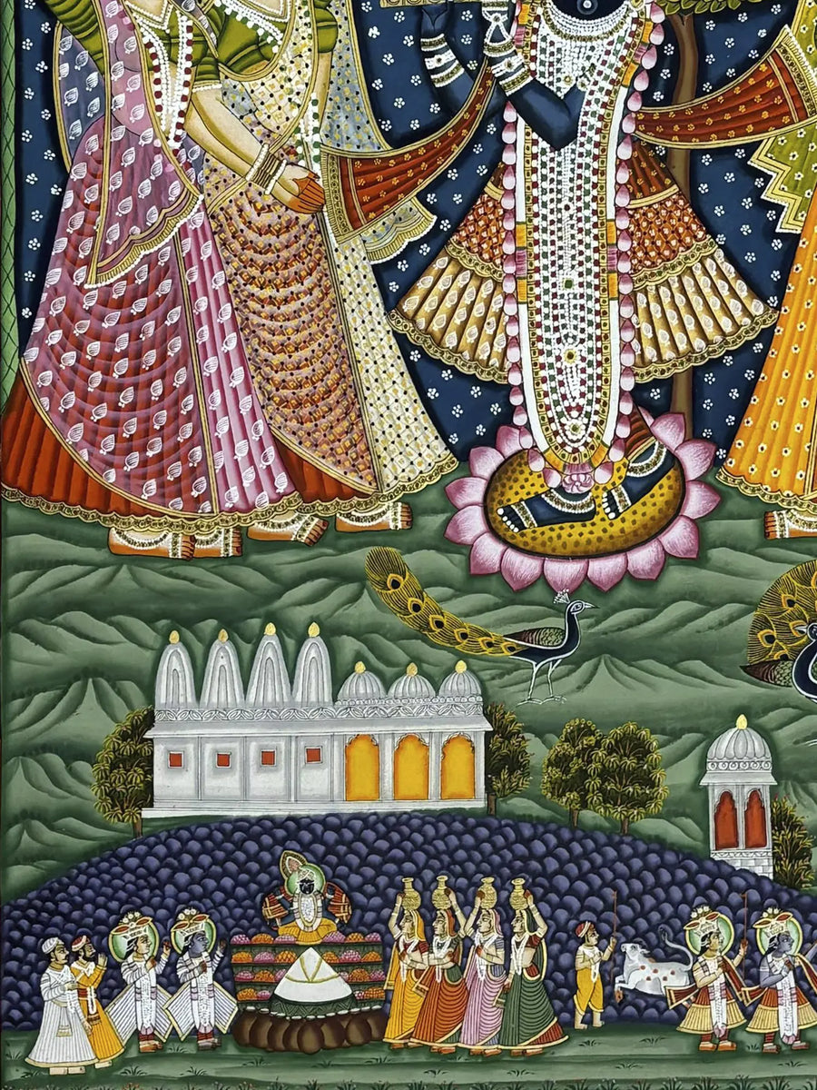 Lord Shrinathji Playing Flute Pichwai Painting