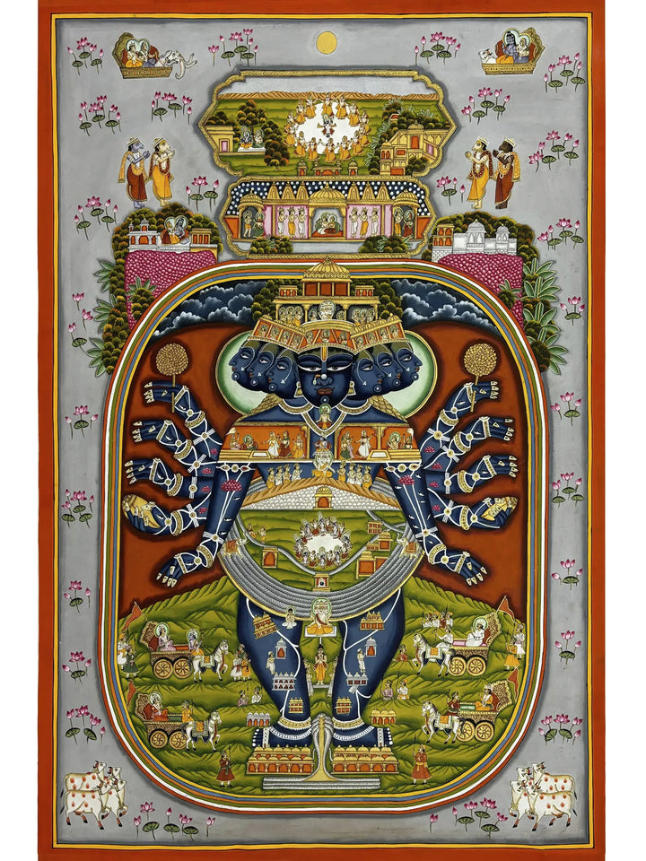 Virat Swaroop of Lord Vishnu Pichwai Painting on Cloth · view 1