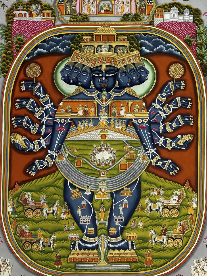 Virat Swaroop of Lord Vishnu Pichwai Painting on Cloth · view 2
