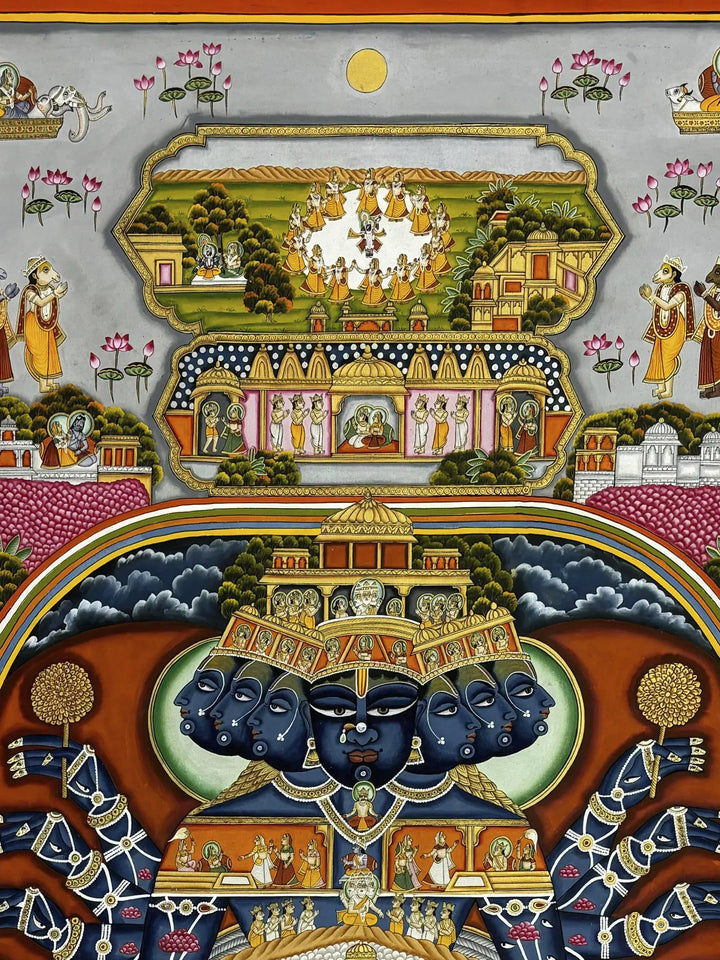 Virat Swaroop of Lord Vishnu Pichwai Painting on Cloth · view 3