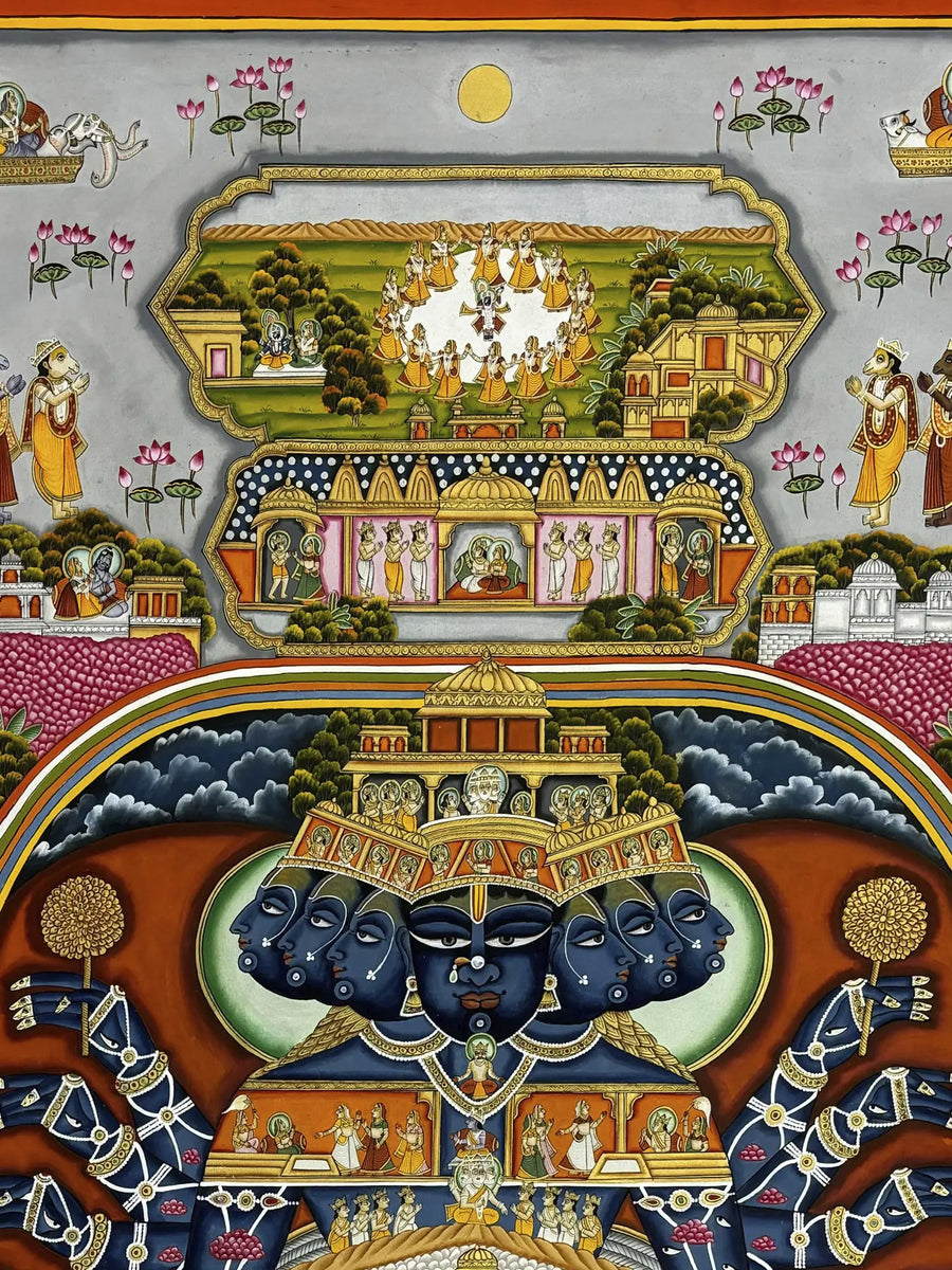 Virat Swaroop of Lord Vishnu Pichwai Painting on Cloth