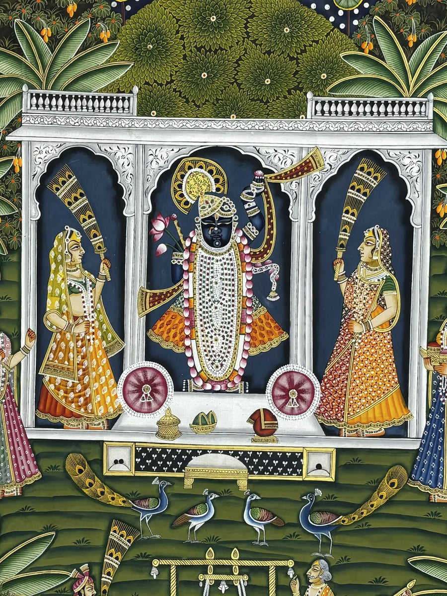 Divine Darshan of Lord Shrinathji Pichwai Painting on Cloth