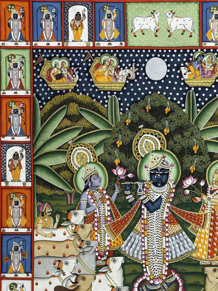 Lord Shrinathji with Cows Pichwai Painting · view 2