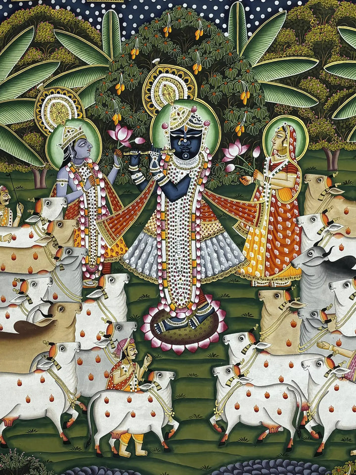Lord Shrinathji with Cows Pichwai Painting · view 3