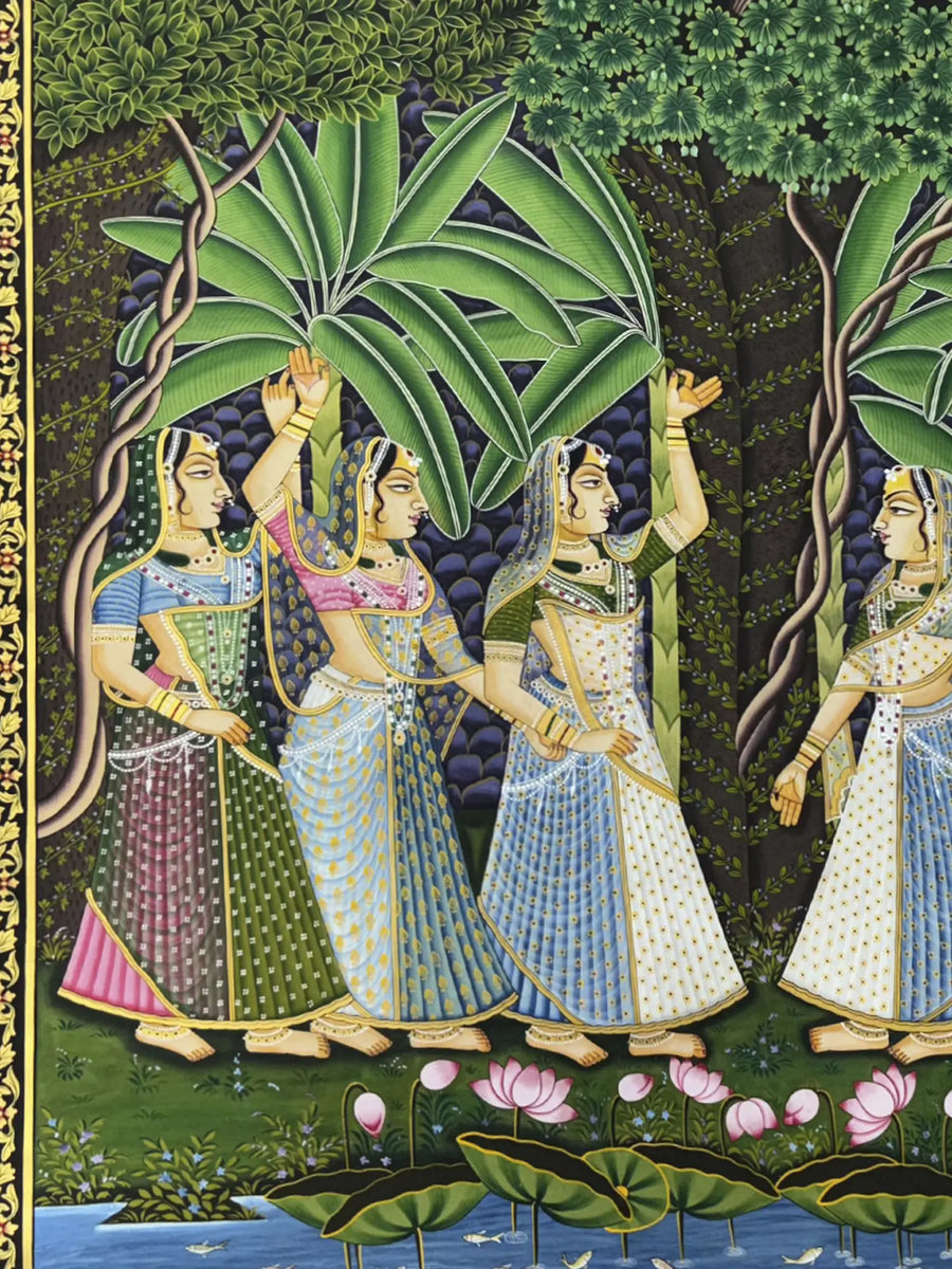 Gopis Pichwai Painting on Cloth