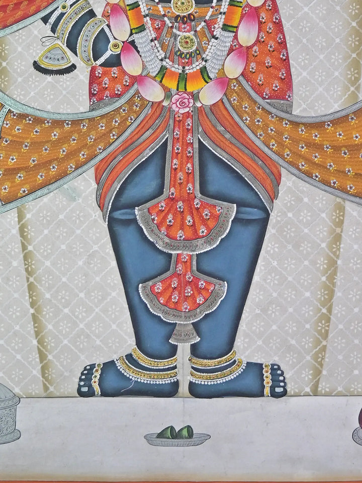 Morpankhdhari Lord Shrinathji Pichwai Painting on Cotton · view 3