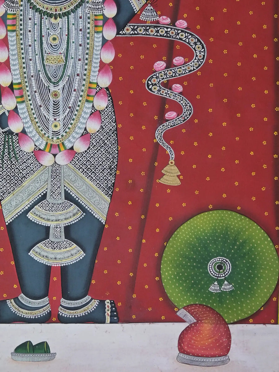 Darshan of Shrinathji Pichwai Painting on Cotton