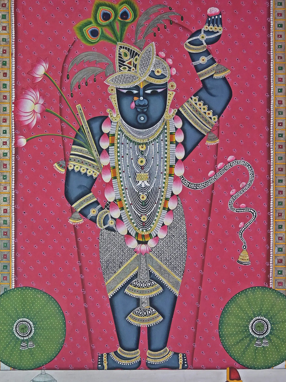 Vishnu Roopam Shrinathji | Pichwai Painting | Stone Color On Cotton Cloth | By Narendra Kumar