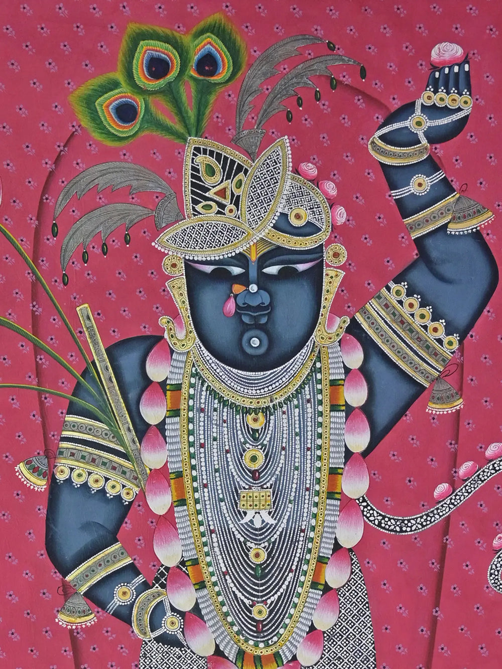 Vishnu Roopam Shrinathji | Pichwai Painting | Stone Color On Cotton Cloth | By Narendra Kumar