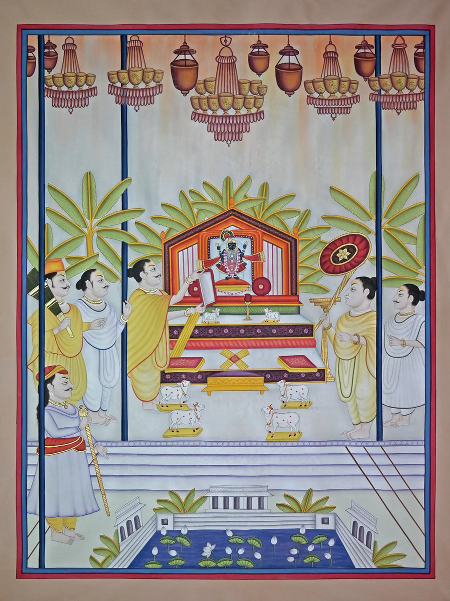 Gopashtami Darshan of Shrinathji Pichwai Painting on Cotton
