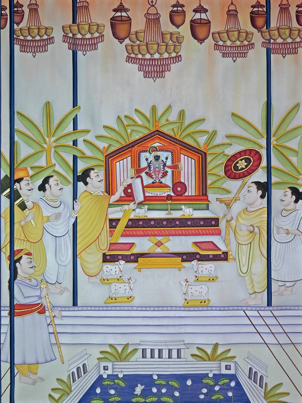 Gopashtami Darshan Of Shrinathji | Pichwai Painting | Stone Color On Cotton Cloth | By Narendra Kumar