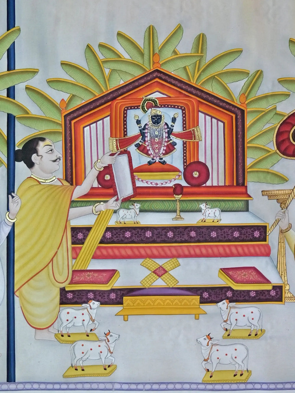 Gopashtami Darshan Of Shrinathji | Pichwai Painting | Stone Color On Cotton Cloth | By Narendra Kumar