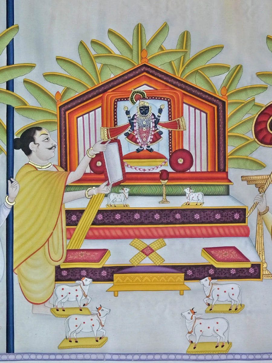 Gopashtami Darshan of Shrinathji Pichwai Painting on Cotton