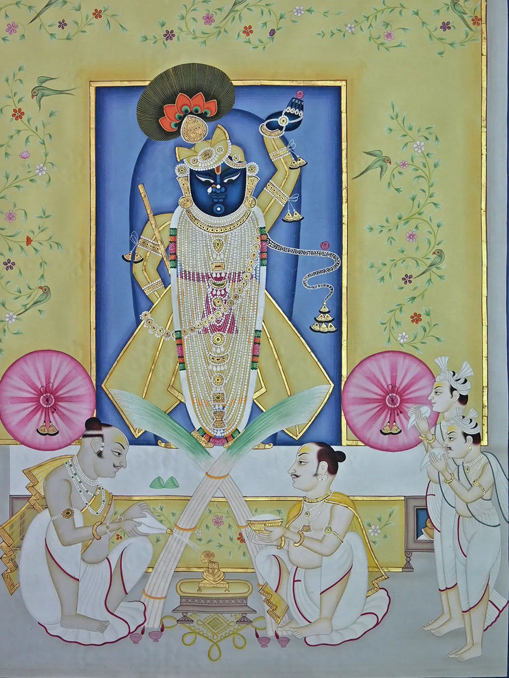 Jalabhishekam Of Shrinathji | Pichwai Painting | Stone Color On Cotton Cloth | By Narendra Kumar