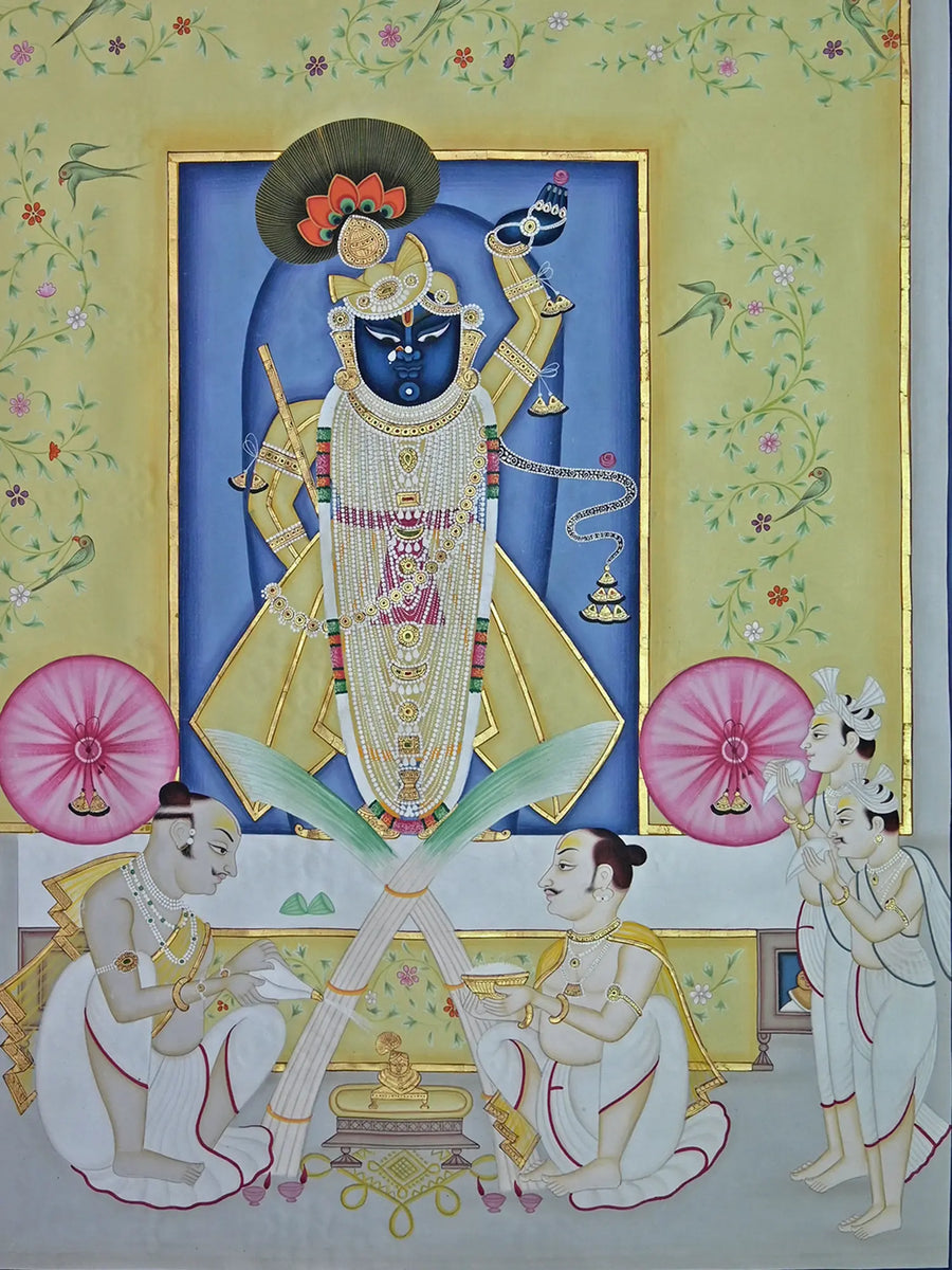 Jalabhishekam of Shrinathji Pichwai Painting on Cotton