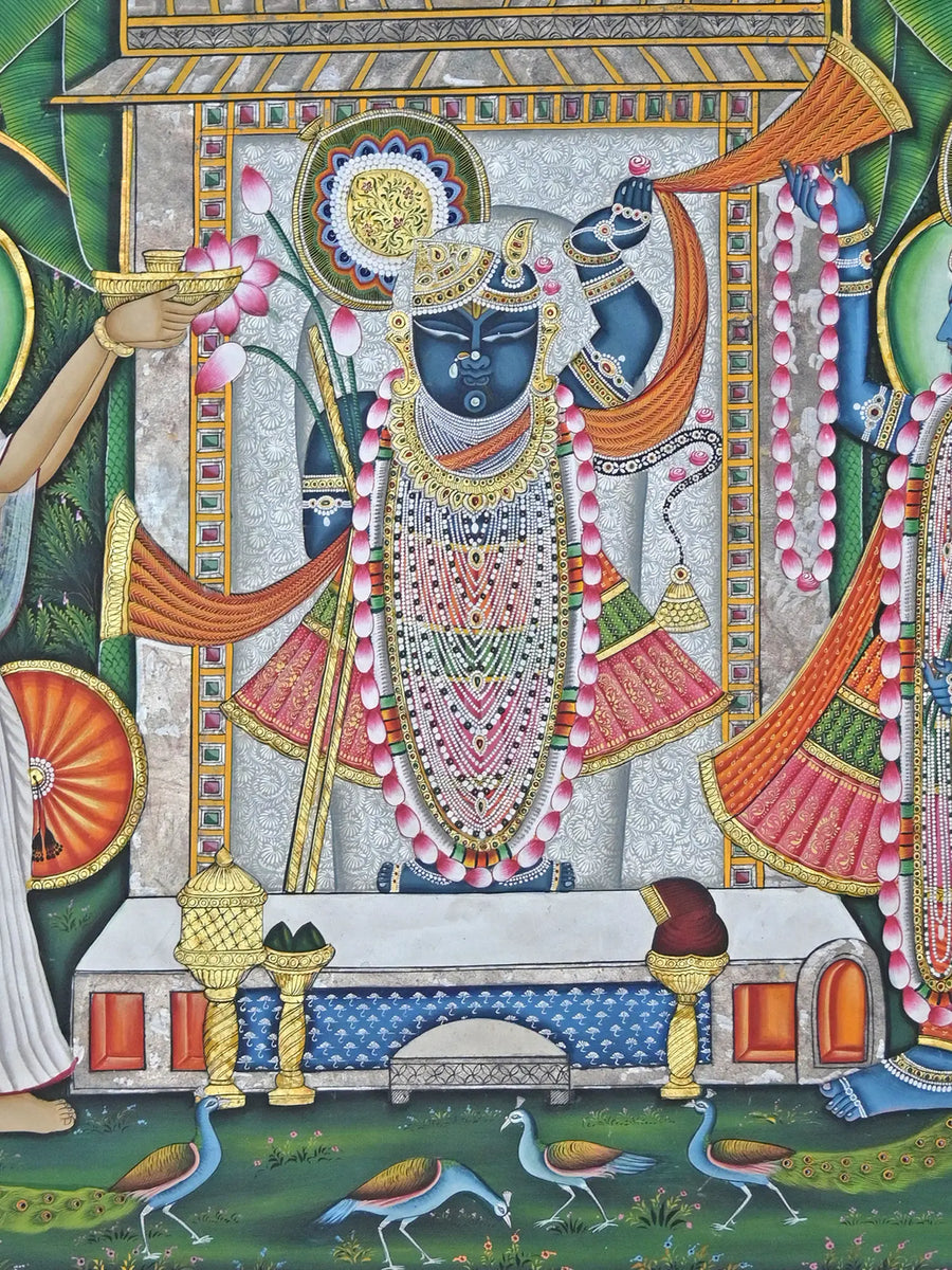 ShrinathJi with Mahaparbhu Ji Pichwai Painting on Cotton