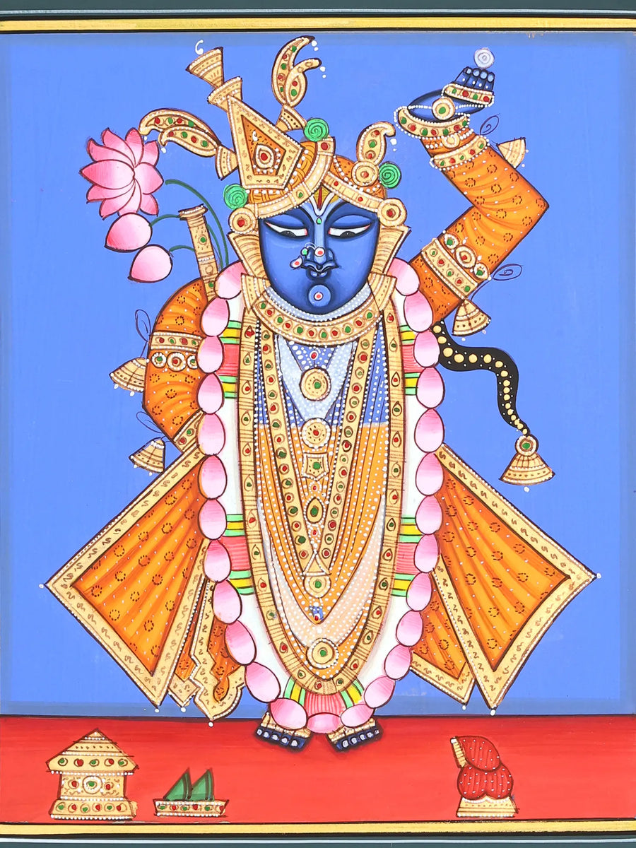 Shrinathji with Crown Pichwai Painting on Paper