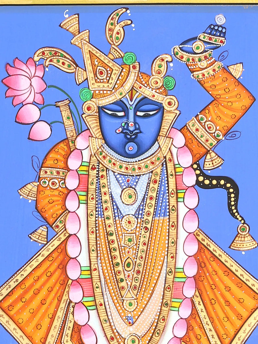Shrinathji with Crown Pichwai Painting on Paper