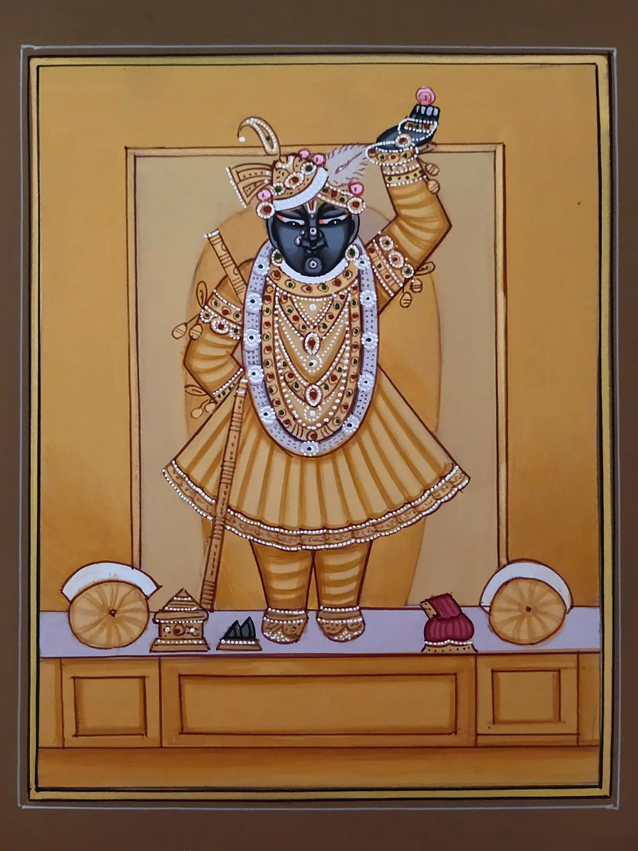 Shrinathji Standing on Asana Pichwai Painting on Paper