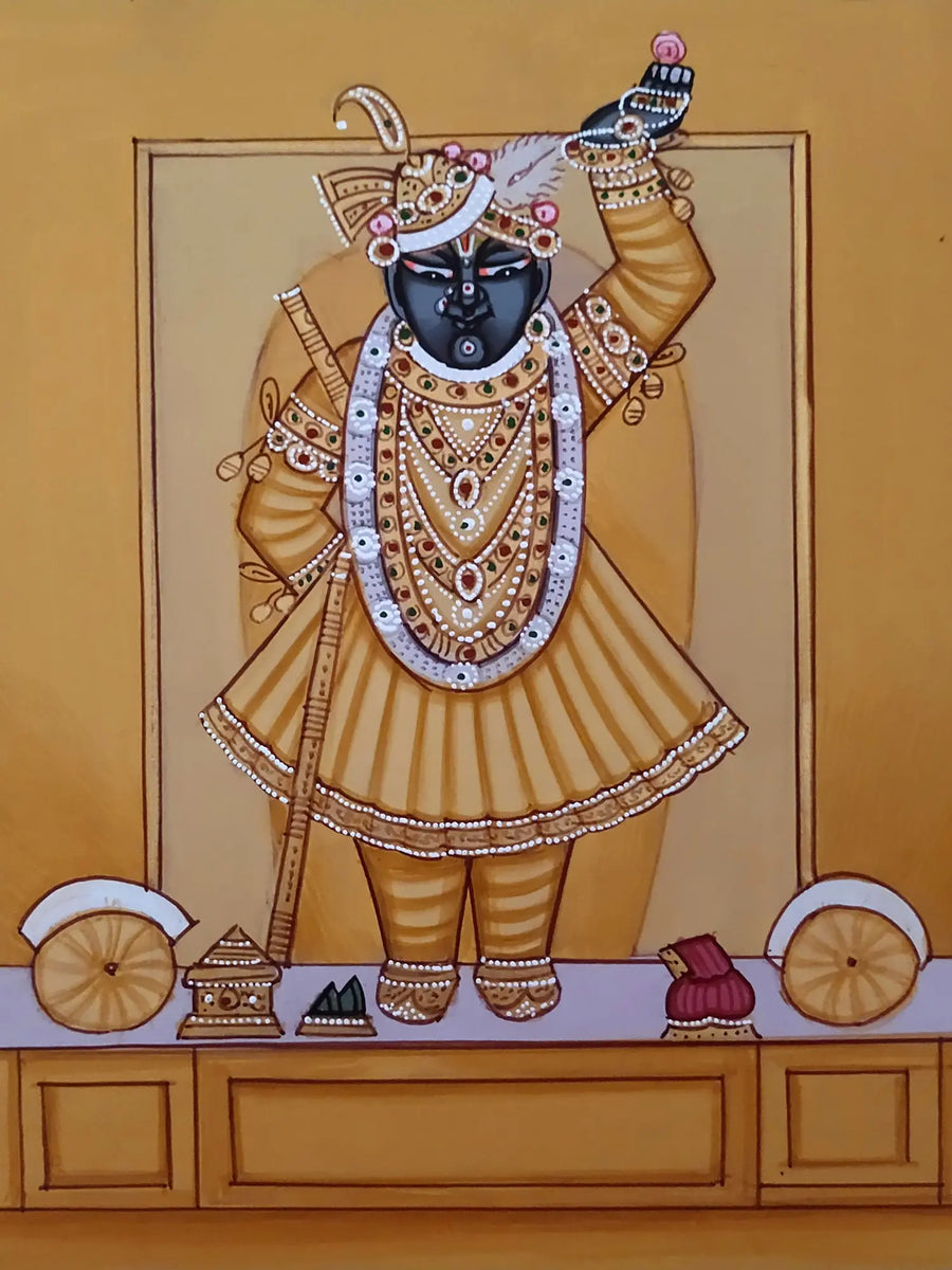 Shrinathji Standing on Asana Pichwai Painting on Paper