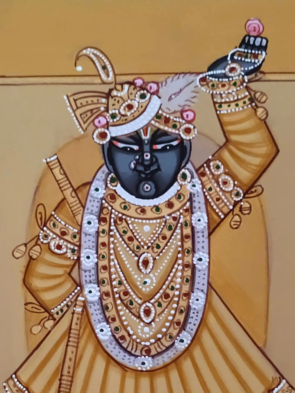 Shrinathji Standing On Asana | Pichwai Painting | Watercolor On Paper | By Babu Lal Sharma