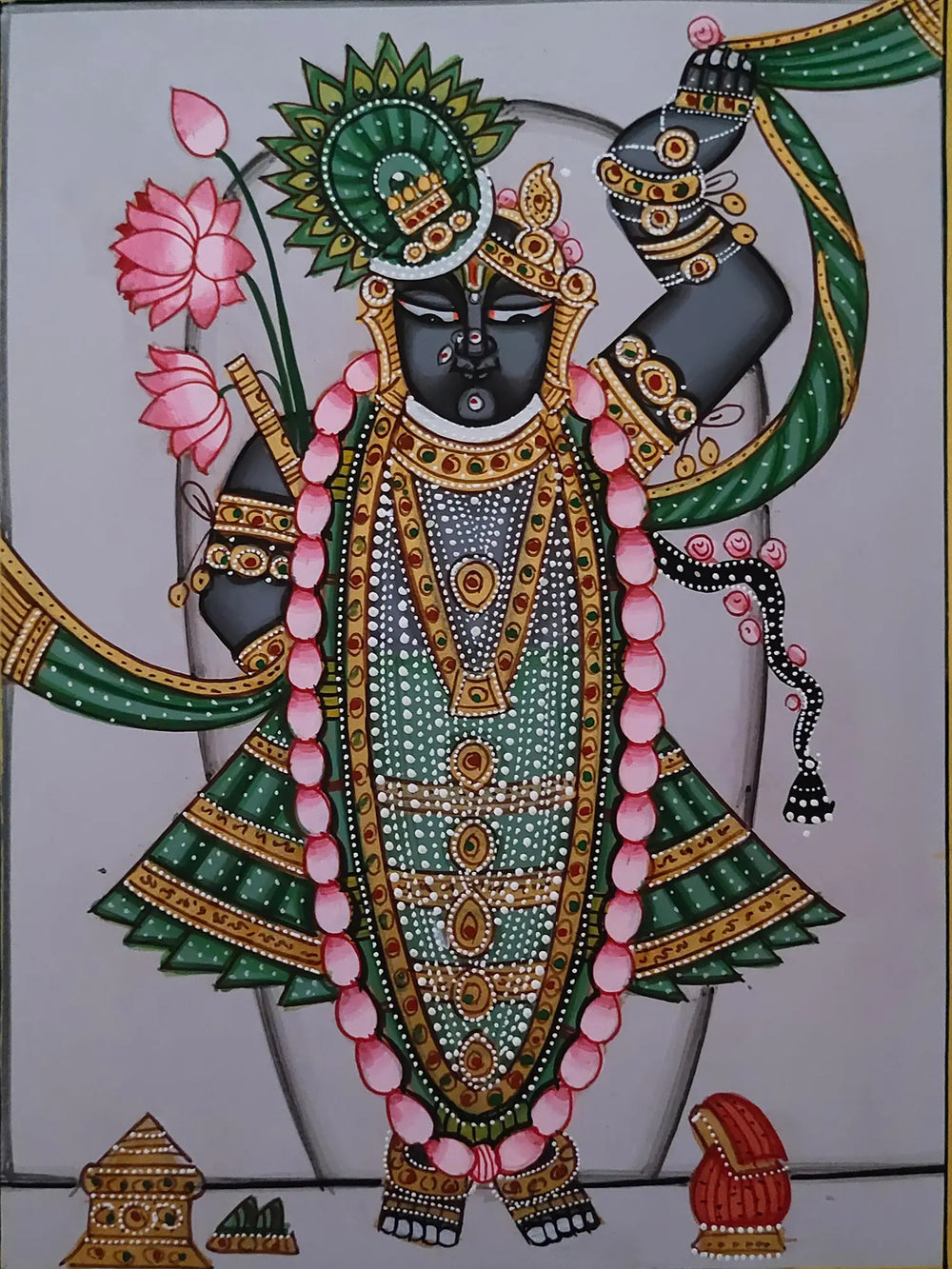 Pichawai Painting Of Shrinathji | Pichwai Painting | Watercolor On Paper | By Babu Lal Sharma