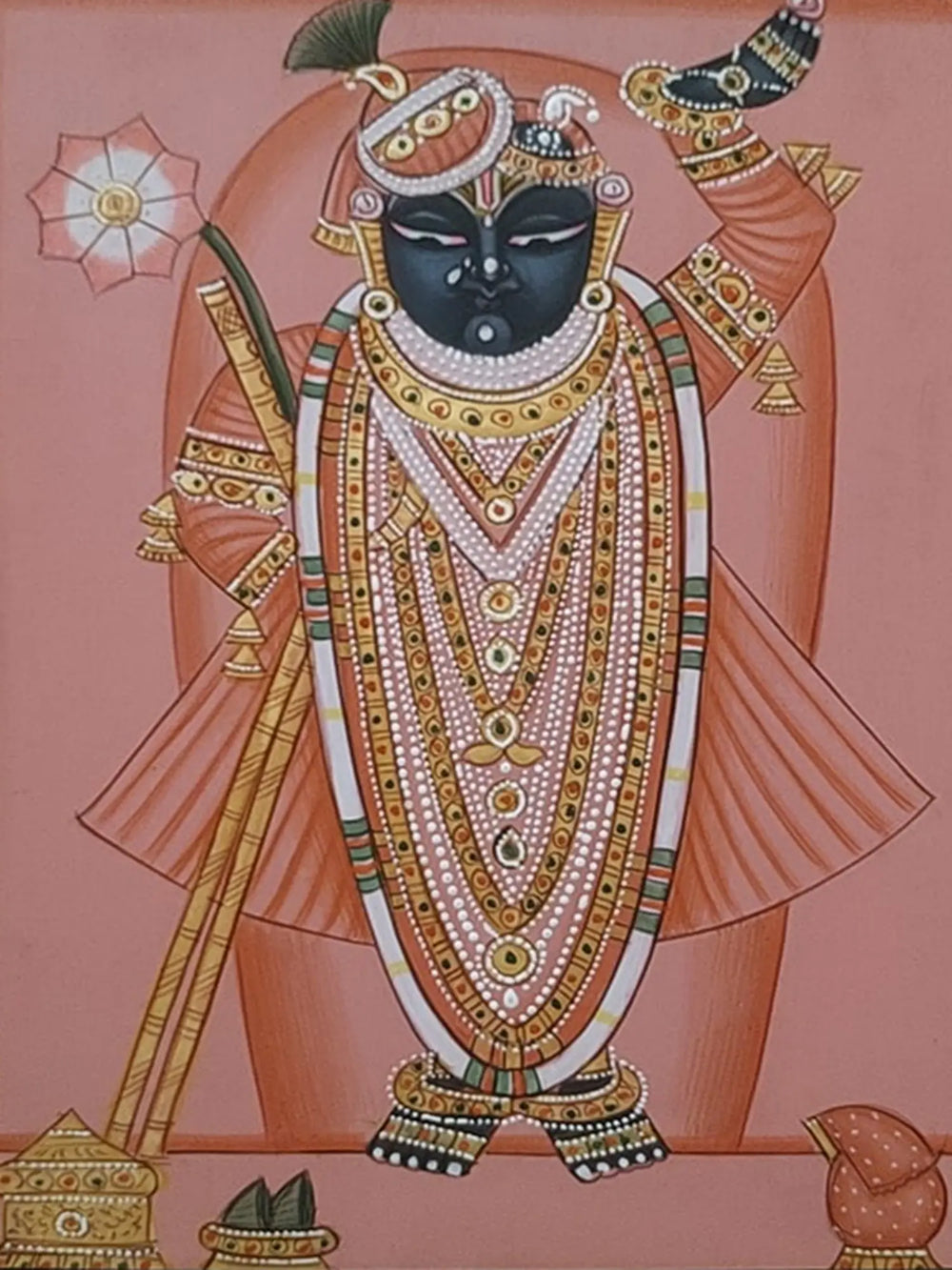 Shrinathji With Divine Darshan | Pichwai Painting | Watercolor On Paper | By Babu Lal Sharma