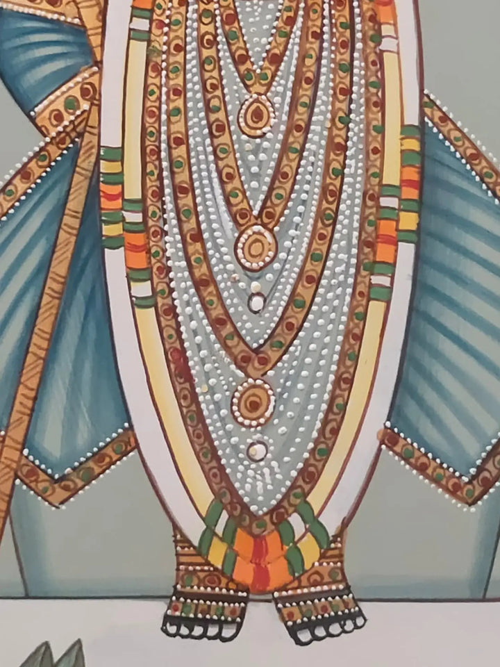 The Shrinathji with Delightful Grace Pichwai Painting on Paper · view 4